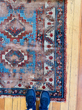 Load image into Gallery viewer, Ronan | 3.6x6.7 | Distressed Primitive Antique Caucasian Kuba |