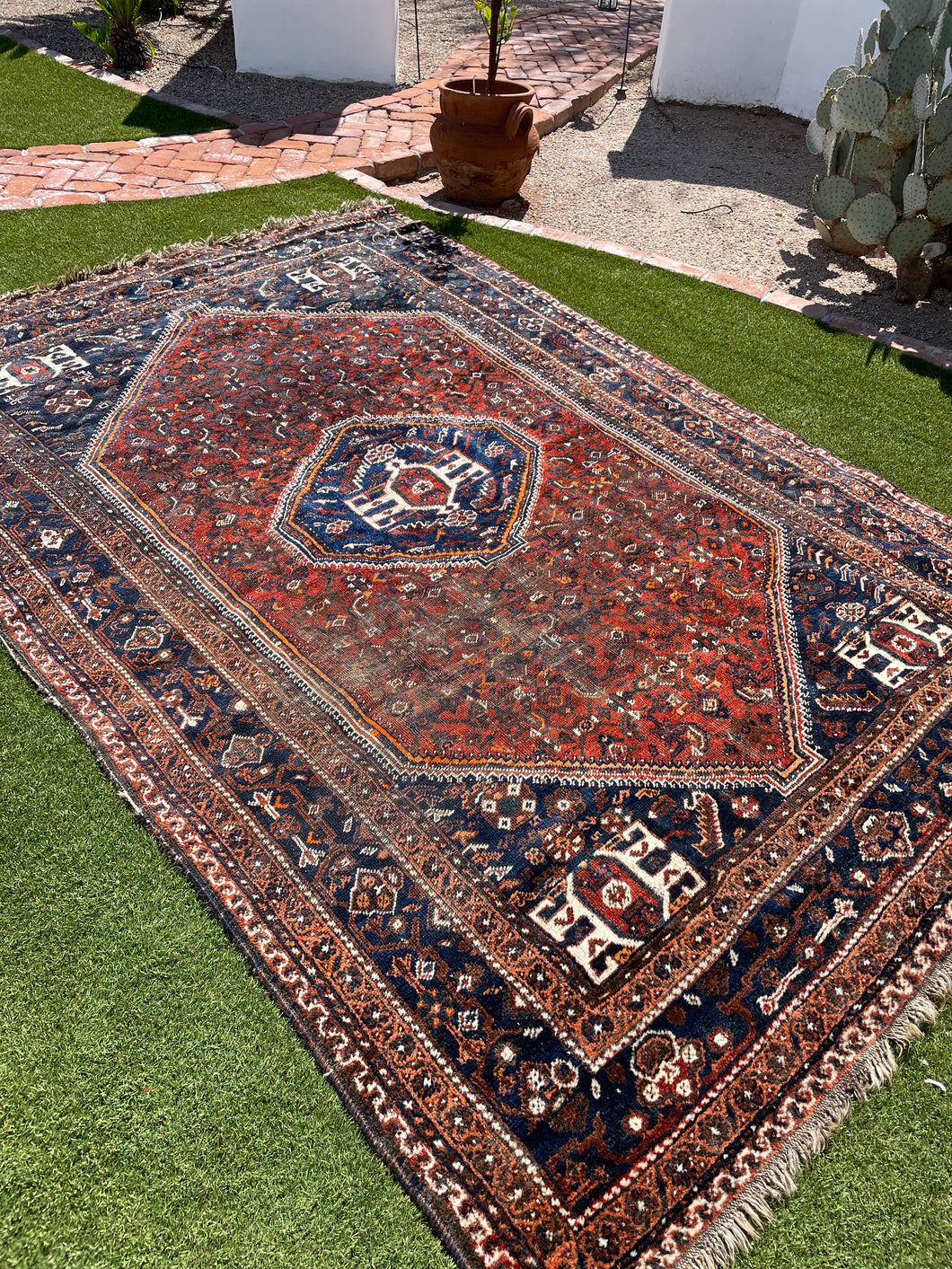 Britton | 7.0x10.4 | Hard to Find Blue & Red Qashqai Area Rug