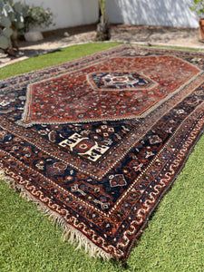 Britton | 7.0x10.4 | Hard to Find Blue & Red Qashqai Area Rug