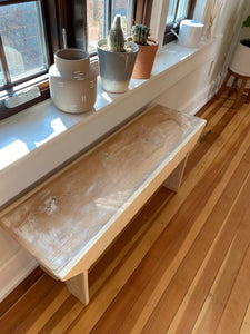 WOODEN WHITEWASHED BENCH